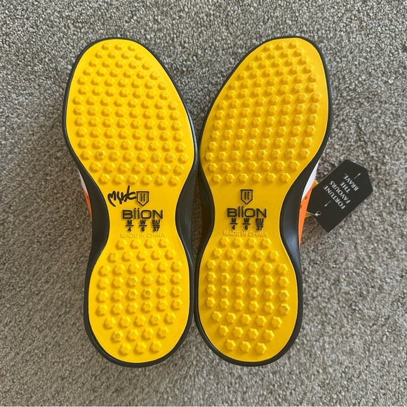 Biion The Oxford Mens 4 Women's 6 Spike-less Saddle Golf Shoes White Orange - Picture 5 of 7